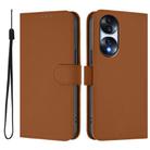 For Honor 70 Skin Feel Solid Color Leather Phone Case with Lanyard(Brown) - 2