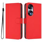 For Honor 70 Skin Feel Solid Color Leather Phone Case with Lanyard(Red) - 2