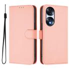 For Honor 70 Skin Feel Solid Color Leather Phone Case with Lanyard(Pink) - 2