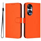 For Honor 70 Skin Feel Solid Color Leather Phone Case with Lanyard(Orange) - 2
