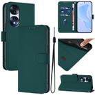 For Honor 70 Skin Feel Solid Color Leather Phone Case with Lanyard(Dark Green) - 1