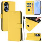For Honor 70 Skin Feel Solid Color Leather Phone Case with Lanyard(Lemon Yellow) - 1