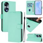 For Honor 70 Skin Feel Solid Color Leather Phone Case with Lanyard(Mint Green) - 1