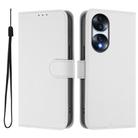 For Honor 70 Skin Feel Solid Color Leather Phone Case with Lanyard(White) - 2