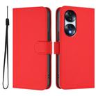 For Honor 70 Pro Skin Feel Solid Color Leather Phone Case with Lanyard(Red) - 2
