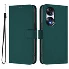 For Honor 70 Pro Skin Feel Solid Color Leather Phone Case with Lanyard(Dark Green) - 2