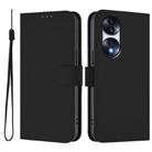 For Honor 70 Pro Skin Feel Solid Color Leather Phone Case with Lanyard(Black) - 2