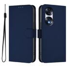 For Honor 70 Pro Skin Feel Solid Color Leather Phone Case with Lanyard(Navy Blue) - 2