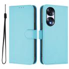 For Honor 70 Pro Skin Feel Solid Color Leather Phone Case with Lanyard(Sky Blue) - 2