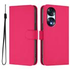 For Honor 70 Pro Skin Feel Solid Color Leather Phone Case with Lanyard(Rose Red) - 2