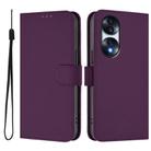 For Honor 70 Pro Skin Feel Solid Color Leather Phone Case with Lanyard(Violet) - 2