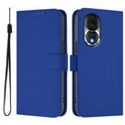 For Honor 80 Skin Feel Solid Color Leather Phone Case with Lanyard(Dark Blue) - 2