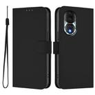 For Honor 80 Skin Feel Solid Color Leather Phone Case with Lanyard(Black) - 2