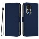 For Honor 80 Skin Feel Solid Color Leather Phone Case with Lanyard(Navy Blue) - 2