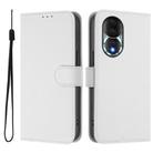 For Honor 80 Skin Feel Solid Color Leather Phone Case with Lanyard(White) - 2