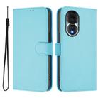 For Honor 80 Skin Feel Solid Color Leather Phone Case with Lanyard(Sky Blue) - 2
