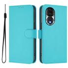 For Honor 80 Skin Feel Solid Color Leather Phone Case with Lanyard(Lake Blue) - 2