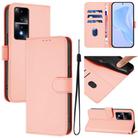 For Honor 80 GT Skin Feel Solid Color Leather Phone Case with Lanyard(Pink) - 1