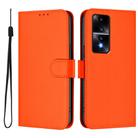 For Honor 80 GT Skin Feel Solid Color Leather Phone Case with Lanyard(Orange) - 2