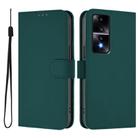 For Honor 80 GT Skin Feel Solid Color Leather Phone Case with Lanyard(Dark Green) - 2