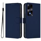 For Honor 80 GT Skin Feel Solid Color Leather Phone Case with Lanyard(Navy Blue) - 2