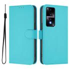 For Honor 80 GT Skin Feel Solid Color Leather Phone Case with Lanyard(Lake Blue) - 2