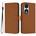 For Honor 90 Skin Feel Solid Color Leather Phone Case with Lanyard(Brown) - 2