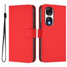 For Honor 90 Skin Feel Solid Color Leather Phone Case with Lanyard(Red) - 2