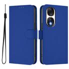 For Honor 90 Skin Feel Solid Color Leather Phone Case with Lanyard(Dark Blue) - 2