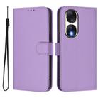 For Honor 90 Skin Feel Solid Color Leather Phone Case with Lanyard(Lavender Purple) - 2