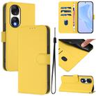 For Honor 90 Skin Feel Solid Color Leather Phone Case with Lanyard(Lemon Yellow) - 1