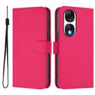 For Honor 90 Skin Feel Solid Color Leather Phone Case with Lanyard(Rose Red) - 2