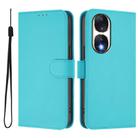 For Honor 90 Skin Feel Solid Color Leather Phone Case with Lanyard(Lake Blue) - 2