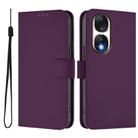 For Honor 90 Skin Feel Solid Color Leather Phone Case with Lanyard(Violet) - 2