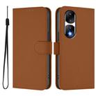 For Honor 90 Pro Skin Feel Solid Color Leather Phone Case with Lanyard(Brown) - 2