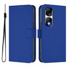 For Honor 90 Pro Skin Feel Solid Color Leather Phone Case with Lanyard(Dark Blue) - 2
