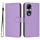 For Honor 90 Pro Skin Feel Solid Color Leather Phone Case with Lanyard(Lavender Purple) - 2