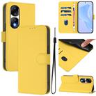 For Honor 90 Pro Skin Feel Solid Color Leather Phone Case with Lanyard(Lemon Yellow) - 1
