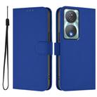 For Honor 90 Smart / X7b 5G / 4G Skin Feel Solid Color Leather Phone Case with Lanyard(Dark Blue) - 2