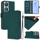 For Honor 90 Smart / X7b 5G / 4G Skin Feel Solid Color Leather Phone Case with Lanyard(Dark Green) - 1
