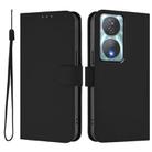 For Honor 90 Smart / X7b 5G / 4G Skin Feel Solid Color Leather Phone Case with Lanyard(Black) - 2