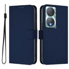 For Honor 90 Smart / X7b 5G / 4G Skin Feel Solid Color Leather Phone Case with Lanyard(Navy Blue) - 2