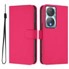 For Honor 90 Smart / X7b 5G / 4G Skin Feel Solid Color Leather Phone Case with Lanyard(Rose Red) - 2