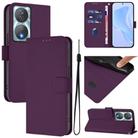 For Honor 90 Smart / X7b 5G / 4G Skin Feel Solid Color Leather Phone Case with Lanyard(Violet) - 1