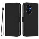 For Honor 200 Pro Skin Feel Solid Color Leather Phone Case with Lanyard(Black) - 2