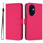 For Honor 200 Pro Skin Feel Solid Color Leather Phone Case with Lanyard(Rose Red) - 2
