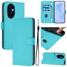 For Honor 200 Pro Skin Feel Solid Color Leather Phone Case with Lanyard(Lake Blue) - 1