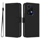 For Honor 200 Lite Global Skin Feel Solid Color Leather Phone Case with Lanyard(Black) - 2