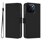 For Honor 200 Smart Skin Feel Solid Color Leather Phone Case with Lanyard(Black) - 2