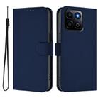 For Honor 200 Smart Skin Feel Solid Color Leather Phone Case with Lanyard(Navy Blue) - 2